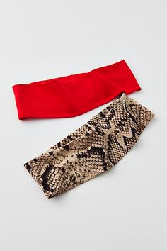 Set of two seamless headwraps in a soft and stretchy knit. Features Soft & stretchy headband set Set of two headwrap headbands Soft knit with a stretchy finish Stretch fit Includes two headbands Content + Care Set of 2 100% Modal Hand wash Imported | Soft & Stretchy Headband Set in Snake/Red, Women's at Urban Outfitters Trendy Multicolor Adjustable Headband, Red Bohemian Headscarf Headband, Cheetah Headband, Fitted Multicolor Headband, Leopard Headband, Bandeau Jumpsuit, Linen Joggers, Ruffle Maxi Skirt, Wrap Pants