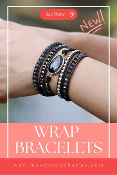 Spark your bracelet collection with our black onyx Protection Wrap Bracelet. This piece features a beaded leather design that wraps around your wrist for a boho-inspired look. Perfect for adding extra flair to your outfit, our Wrapped Bracelet is versatile enough for any occasion. Whether you're looking for Beaded Leather Wrap Bracelets or simply a new addition to your collection, this bracelet is a must have. Upgrade your style today with our Double Protection Wrap Bracelet. Visit our website Black Bohemian Hand-wrapped Jewelry, Black Bohemian Hand Wrapped Jewelry, Bohemian Black Hand Wrapped Jewelry, Adjustable Black Beaded Wrap Bracelet, Adjustable Black Wrap Bracelet With Black Beads, Spiritual Black Wrap Bracelet Gift, Spiritual Black Wrap Bracelet For Gift, Black Adjustable Spiritual Wrap Bracelet, Adjustable Black Hand Wrapped Wrap Bracelet