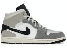 Original Air Jordans, Air Jordan 1 Mid Se, Black Shoes Men, White Cement, Nike Air Jordan 1 Mid, Cement Gray, Sneakers Adidas, Nike Air Jordan 1, Hot Sneakers