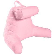 an inflatable pink pillow sitting on top of a white background