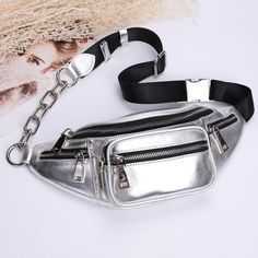 Buy Women's Silver Fanny Pack Fashion Belt Bag Worldwide Free shipping and return, color: Silver , material: Genuine Leather Fanny Pack Fashion, Waist Purse, Black Fanny Pack, Lv Bags, Fashion Belts, Leather Bag Women, Bag Trends, Cheap Jewelry