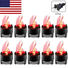 10 pack red and black electric flamers with remote control for indoor or outdoor use