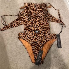 Both Are A Size Small. Brand New With Tags! Fitted Leopard Print Swimwear For Poolside, Brown Stretch Swimwear For Party, Party Stretch Brown Swimwear, Fitted Leopard Print Swimwear For Party, Fitted Tiger Print Swimwear For Vacation, Brown Party Swimwear For Beach Season, Triangle Swimsuit, Triangl Swimwear, Swimwear Bottoms