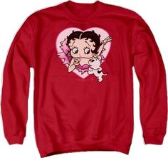 Pink Long Sleeve Sweatshirt For Fans, Pink Long Sleeve Sweatshirt For Fan Merchandise, Betty Boop, Crewneck Sweatshirt, Crew Neck Sweatshirt, I Love, Crew Neck, Collage, Sweatshirts