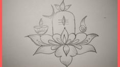 a drawing of a flower with two candles on it