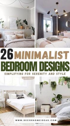 the cover of 26 minimalist bedroom designs simplifying for serenity and style