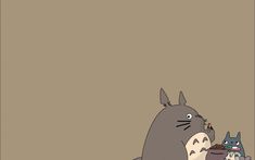 totoro and cat eating food in front of a brown background with the caption,