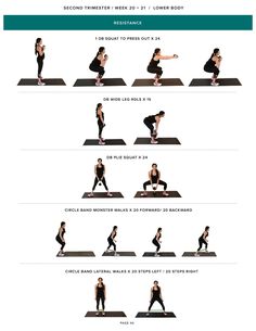 a woman doing yoga poses with the instructions for her to do it in different positions