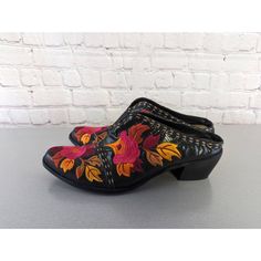 Nwot J. Renee Black Pink Orange Stampede Floral Clog Mule Women's Size 11 New Without Box, Still Has Stickers On Bottom Beautiful, Vibrant Embroidered Pink And Orange Floral And Leaf Designs 2" Heel J Renee Shoes, Leaf Designs, Leaf Design, Pink Orange, Mule, Womens Shoes Sneakers, Pink And Orange, Clogs, Shoes Sneakers