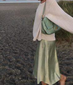 Cute Dress And Cardigan Outfit, Chic Indie Outfits, Chilly Spring Outfits Dressy, Spring Dress Outfits 2024, Pop Of Green Outfit, Colorful Minimalism Outfits, Classy Conservative Outfits, Business Summer Outfits, Winery Outfit Spring