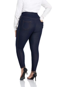 PRICES MAY VARY. SUPER SOFT AND COMFORTABLE:These plus size jeans-like jeggings made of 62% cotton, 30% polyster and 8% spandex,super soft, stretchy and comfortable, Smooth and soft to the touch cotton-blend leggings never dig into you or chafe your skin , High Premium Lightweight, breathable cotton-blend material provides all day comfort, does not feel scratchy or restricting unlike traditional jeans, Suitable for all seasons. Plus size XL(14-16), 2XL(18-20), 3XL(22-24), 4XL(26-28), Available f Women's Plus Size Jeans, Most Comfortable Jeans, Boyfriend Sweater, Tunic Style Tops, Jeans Look, Winter Jeans, Leggings With Pockets, Pull On Jeans, Cotton Jeans