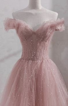 Off Shoulder Tulle, Pink Formal Dress, Prom Dress Pink, Tea Length Prom Dress, Corset Dress Prom, Pink Prom Dress, Pink Formal Dresses, Sequin Prom Dress, Pink Prom