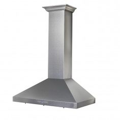 a stainless steel range hood on an isolated white background