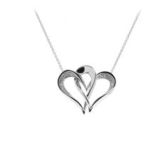 Two of One Heart Necklace, Sterling Silver Diamond Heart Necklace Rhodium Plated, Genuine Natural Diamond Heart Necklace, High Quality Diamond Two of One Heart Necklace, Gift for Mom, Dainty Silver Necklace, Sterling Silver Heart Pendant, Necklace for Her. FEATURES * Sterling Silver Rhodium Plated. * Silver Karat: 925 * Pendant Height: 7/8 Inches (2.3 cm) * Pendant Width: 1 1/8 Inches (2.8 cm) * Diamond weight: 0.12 ct * Diamond color: G-H Color * Diamond clarity: I1-I3 Our Silver necklaces are Elegant Open Heart Necklace With Heart Beads, Elegant Double Heart Beads Necklace, Elegant Heart Detail Necklace For Anniversary, Formal Open Heart Charm Necklace, White Gold Double Heart Necklace For Valentine's Day, Anniversary Heart Beads Necklace With Heart Cut, Double Heart Necklace For Mother's Day Formal Occasion, Anniversary Heart Cut Necklaces With Heart Beads, Heart Charm Necklace For Valentine's Day Formal