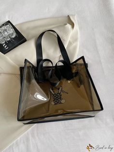 BirdinBag - Transparent PVC Shoulder Bag: Holiday Traveling with Bunny Pattern