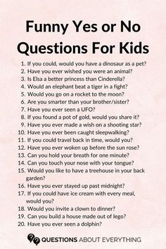 a poster with the words funny yes or no questions for kids written in black and white