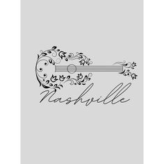 the word nashville written in cursive writing on a gray background with an ornate design