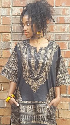 Black and Gold Traditional African Print Dashiki Shirt-DP3764W African Dashiki Shirt, Dashiki Shirt, African Fashion Designers, African Dashiki, African Fashion Modern, African Men Fashion, African Clothing Styles, African Print Fabric, African Attire