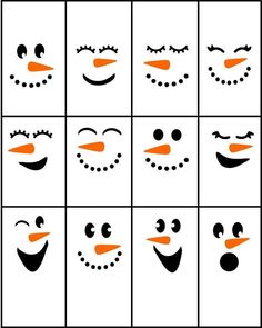 the numbers and faces of snowmen are shown in this drawing lesson for kids to learn how