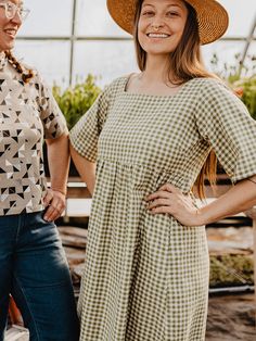 This short sleeve mini dress features a square neckline, a keyhole and tie back, and your favorite - pockets! Feel picnic ready with this tiny green gingham. Fit Note: True to size 100% Cotton Hidden pockets Keyhole and tie back Length of size M is 35.75" from top of bodice Made fair trade in Nepal by one of our longstanding production partners Easy Wrap, Dress Sage, Fair Trade Clothing, Green Gingham, Cherry Dress, Red Gingham, Short Sleeve Mini Dress, Fall 2023, Winter 2024