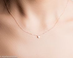 Simple Diamond Necklace - Minimalist Necklace - 14K Rose Gold Diamond Necklace - Delicate Necklace - Everyday Rose Gold Solitaire Necklace With Delicate Chain, Minimalist Solitaire Pendant Necklace With Delicate Chain, Delicate Rose Gold 14k Solitaire Necklace, Minimalist Rose Gold Solitaire Pendant Necklace, Delicate Rose Gold Solitaire Necklace With Clavicle Chain, Delicate Rose Gold Solitaire Necklace In Sterling Silver, Delicate Rose Gold Sterling Silver Solitaire Necklace, Minimalist Rose Gold Solitaire Necklace With Clavicle Chain, Minimalist Solitaire Necklace For Anniversary