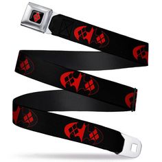 Harley Quinn Diamond Full Color Black Red Seatbelt Belt - Bat Logo/Harley Quinn Diamonds Black/Red Webbing Buckle-Down's iconic Seatbelt Belt is a cool, smart, and exciting blend of fashion and function. Always a conversation starter, our Seatbelt Belt adjusts to perfectly fit your waist while showcasing your unique sense of style. Our Seatbelt Belts are made with authentic automotive style seatbelt buckles making them easy to open and close at the push of a button. Our adult-size Seatbelt Belts are 1.5 inches wide and our kid-sized Seatbelt belts are 1.0 inch wide. This product is Handcrafted in USA by Buckle-Down Inc. and officially licensed by DC Comics.More Details Our adult-size Seatbelt Belts are 1.5 inches wide and our kid-sized Seatbelt Belts are 1.0 inch wide. Buckle-Down's Tradem Bat Logo, Seatbelt Belt, Web Belt, Buckles Fashion, Fashion Belts, Wide Belt, Military Fashion, Seat Belt, Harley Quinn