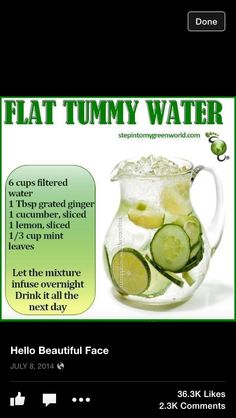 ✨Pinterest: Slimbaby86✨ Flat Tummy Water, Membakar Lemak Perut, Resep Smoothie, Women Health