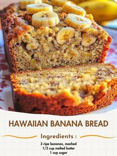 a close up of a banana bread on a plate