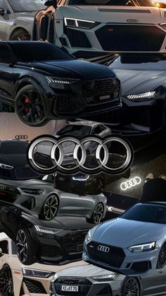 many different types of cars are shown in this collage with the same color scheme