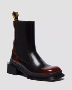 Maybole Square Toe Chelsea Boots in Black | Dr. Martens Doc Martens Chelsea Boot, Square Toe Chelsea Boots, Doc Marten Chelsea, Chelsea Boots Heel, Black Dr Martens, Thrift Inspo, Patent Boots, Boots Winter, Black Chelsea Boots