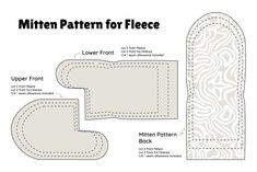 the mitten pattern for fleece is cut out and ready to be sewn