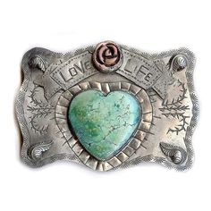 Love Life Belt Buckle – Sweet Bird Studio Artisan Engraved Belt Buckles As Gift, Artisan Engraved Belt Buckles For Gifts, Handmade Western Belt Buckles As Gift, Handmade Western Belt Buckles For Gift, Handmade Bohemian Belt Buckles As Gift, Vintage Antique Belt Buckle As Gift, Handmade Artisan Silver Belt Buckles, Found Object Jewelry, Silversmith Jewellery