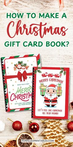 two christmas cards with the title how to make a christmas gift card book? on them