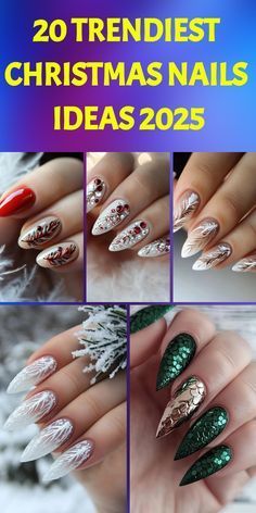 Christmas Nail Theme, Christmas Ornament Nail Designs, Christmas Present Nails Design, Almond Holiday Nails Christmas, Festive Nails Christmas Sparkle, Christmas Nails 2025, Festive Nails Christmas, Christmas Present Nails, Christmas Nails Ideas