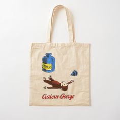 100% cotton reusable shopping carry bag with digital print on one side. Curious George- Breathes in Ether Curious George, Cotton Tote Bag, Carry Bag, Carry On Bag, Cotton Tote Bags, Bag Sale, Childrens Books, Digital Prints, Tote Bag