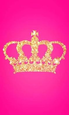 a gold crown on a pink background