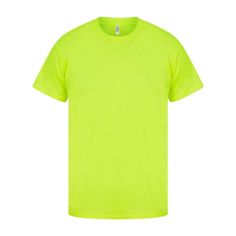 a neon yellow t - shirt on a white background