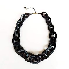 Black Chain Necklace, Oversized Chunky Statement Necklace, Iris Apfel Jewelry Black Link Chain Necklace, Everyday Black Link Chain Necklace, Trendy Black Chain Link Necklace, Trendy Black Link Jewelry, Everyday Black Necklace With Chunky Chain, Trendy Black Link Chain Necklace, Everyday Black Chain Link Necklace, Black Chunky Chain Necklace, Modern Black Jewelry With Chunky Chain