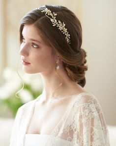 Bridal Headband Gold Bridal Headband, Hair Down, Trending Hairstyles, Prom Hairstyles, Wedding Headband, Bridal Headband, Asymmetrical Design, Bridal Headpieces, Model Hair