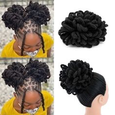 PRICES MAY VARY. Yinmei Baibian's new style dreadlocks bun ponytail, you don’t need to spend a few hours to do locs, it only takes a few minutes to make your hairstyle look new. Color: Black#. Weight: 95g. Diameter: 8inch(Medium-sized). Quantity: 2Pcs Dreadlock Hair Bun Drawstring Ponytail Hair Braids made from high quality heat resistant synthetic fiber, it's very soft and comfortable like your own hair, Easy to use, anytime for you to create an exclusive African style. Afro dreadlock hairpieces is pre-patterned, Beautiful faux locs bun, have a drawstring, two combs inside, No Deformation, No Tangle, Not easy to scatter. This Faux Locs Hair Bun Extensions, allows you to wash with shampoo and make smell with perfume. Arrange it slightly after washing, allow it in a ventilated place to dry Ponytails For Black Women, Loc Ponytail, Style Dreadlocks, Curly Puff, Locs Bun, Bun Extensions, Dreadlock Hair, Hype Hair, Bun Ponytail