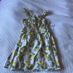 Nwt Old Navy Linen Lemon Dress 5t Playful Fitted White Sundress, Navy Linen, Lemon Dress, Navy Green, Navy Dresses, Old Navy Dresses, Navy And Green, Kids' Dresses, Old Navy