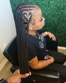 Braids For Black Women With Heart, Criss Cross Knotless Braids With Heart, East Cute Braided Hairstyles, Braid Birthday Hairstyles For Black Women, Hearts Hairstyles Braids, Braids Going Back With Weave, Braid Going Back, Braids Going Back With Heart, Going Back Braids