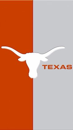 the texas longhorns logo is shown on an orange and gray background with white outline