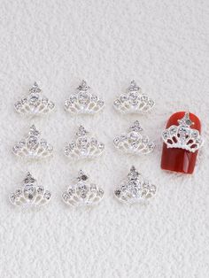 Crown Shaped Rhinestone Nail Art Decoration 10pcs Jewelry With Rhinestones Decor Crown Nails, Nails Pendant, Rhinestone Nail Art, Nail Gems, Diy Nail Designs, Nail Supplies, Gem Nails, Nail Jewelry, Manualidades Diy