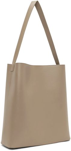 Taupe Ekme Tote by Aesther Ekme on Sale Taupe Tote Bag With Handle Drop, Luxury Taupe Tote Shoulder Bag, Taupe Tote Bag With Detachable Strap, Taupe Leather-handled Tote Shoulder Bag, Tan Tote Shoulder Bag With Silver-tone Hardware, Magnetic Closure, Luxury Streetwear, Calf Skin, Shoulder Strap