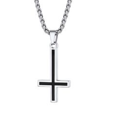 Description Faithheart upside down enamel cross necklace is perfect to show your faith. Christian black enamel cross pendant design, fairly detailed and good sized. Perfect to wear every day.  100% 316l stainless steel, durable and solid, highly resisted to rust or tarnish. High quality and environmentally friendly, nickel-free, hypoallergenic, suitable for sensitive skin.    Detail  SPU:  PSP40161  Collection: Religious  Brand: FaithHeart Jewelry  Material: Stainless Steel  Pendant:  49.2mm*22. Upside Down Cross Necklace, Cross Pendant Design, Satanic Jewelry, Upside Down Cross, Enamel Cross, Faith Christian, Creating Jewelry, Viking Jewelry, Latest Jewellery