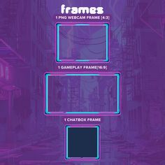 the game frame is shown in purple and blue