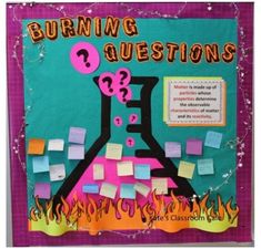 a bulletin board with question marks on it