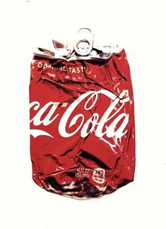 a coca - cola can is wrapped in plastic