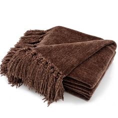 PRICES MAY VARY. SUPER SOFT & COMFY-This 60 x 80 inches chenille throw blanket is made of 100% breathable polyester, silky touching, super soft, breathable, lightweight but warm, wrinkle and fade resistant. Keep you cozy, no fuzz balls. DURABLE & STYLISH- Superior woven workmanship in very good construction, which is no shedding and won't lose shape or connection. The stylish tassel makes this beautiful throw blanket a great home decoration for sofa, couch and bed. VERSATILE & COZY- This solid c Cream Throw Blanket, Brown Throw Blanket, Cream Throw, Knotted Fringe, Chenille Blanket, Black Throws, Chenille Throw, Grey Throw, Blue Throws